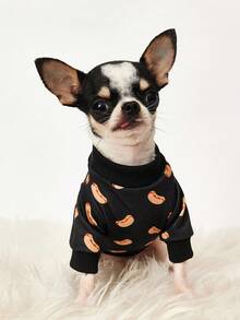 PETSIN 1 Pc Sausage Food Printed Headless For Autumn And Winter Thickened Warm Pet Clothing - Black - View 5