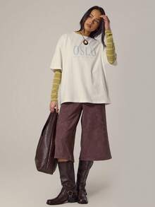 MUSERA Oversized Graphic Tshirt Spring, Girly, Day Outfits, Cute, Casual Sweet Pea Summer - White - View 5