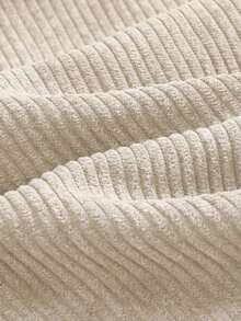 SHEIN 少女休闲复古灯芯绒宽松长裤，秋冬季 - 杏色 - 查看 3