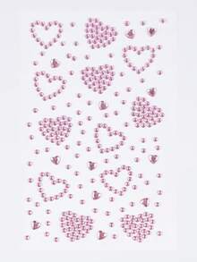 ROMWE Kawaii 1件蕾丝蝴蝶结、心形、星星、蝴蝶结、钻石亮片和面部宝石贴纸 - 粉色 - 查看 5