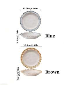 1pc/2pcs Ceramic Floral Edge Bone China Plate, French Vintage Style Dessert Plate, Fruit Plate, Cake Plate, Home Dining Tableware - Multicolor - View 10