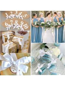 1卷缎带，适用于手工蝴蝶结制作、婚礼装饰、礼品包装、DIY工艺品、花艺布置、派对用品，多种颜色和宽度可选。