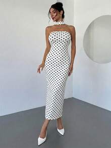 Firerie 女士浪漫露背撞色蝴蝶结连衣裙 - 黑與白 - 查看 5