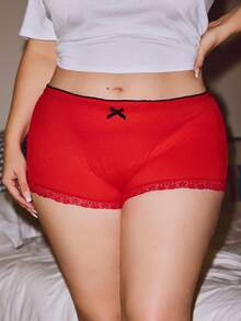 Lowkey Lull paquete de 3 bragas de algodón informales y de talla grande para mujeres con encaje en el borde de las piernas y pretina con volantes - Multicolor - Ver 3