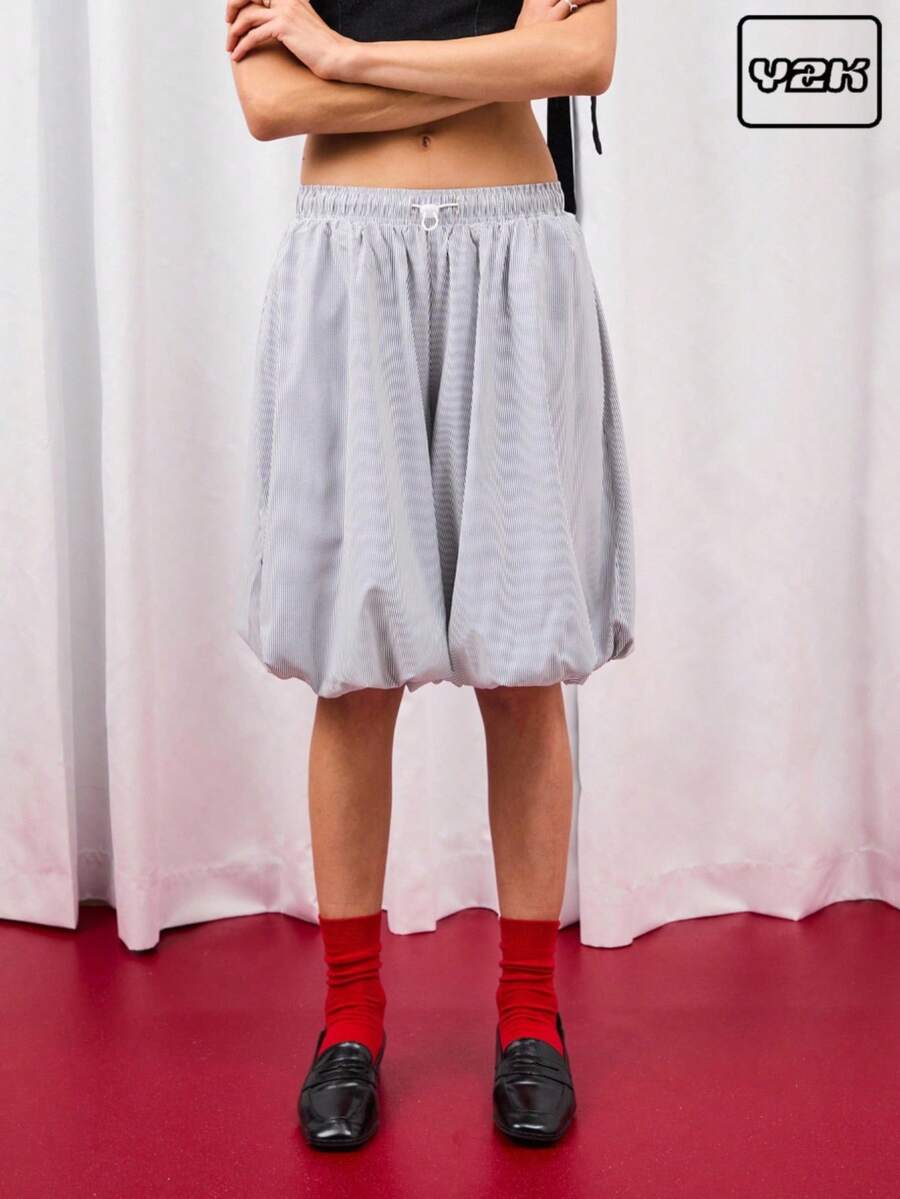 COUREZ Stripe Puffball Shorts /Spring Clothes For Women Women's Spring Clothes Y2K Sexy - Dark Grey - View 1