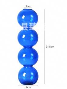 Bình hoa thủy tinh nhỏ kiểu Hàn Quốc, bình trồng cây thủy canh trong suốt, bình cắm hoa tulip, trang trí phòng khách, trang trí nhà cửa, bình hoa, vật trang trí trung tâm, trang trí bàn. - Màu xanh lam - Xem 4