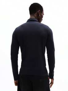 SUMWON Essentials 修身长袖 Polo 衫，带拉链门襟，适合日常休闲穿着 - 藍色 - 查看 2