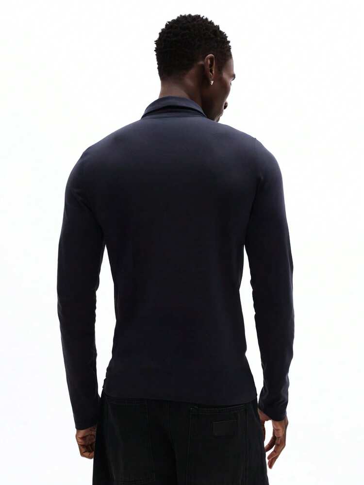 Muscle Fit Zip Up Polo