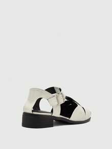 CUCCOO BIZCHIC Giày sandal đế mềm thoải mái, mũi kín, kiểu dáng La Mã, dệt thủ công, mùa hè, kiểu retro mới, mũi vuông, khoét rỗng, kiểu lồng heo cho nữ. - Màu be - Xem 9