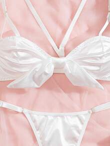 Crystal Vow 2件套纯白色无钢圈内衣套装，情人节 - 白色 - 查看 3