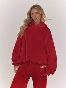 MUSERA Áo hoodie in hình, bộ đồ thể thao, chỉ gồm áo thun, ấm áp, dễ thương, thường ngày, thích hợp cho quán cà phê, câu lạc bộ, ngày Valentine, lễ Phục sinh. - Đỏ - Xem 2