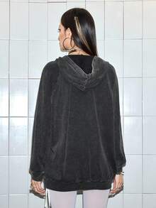 ROMWE Avant 女士休闲字母印花卫衣 - 黑色 - 查看 3