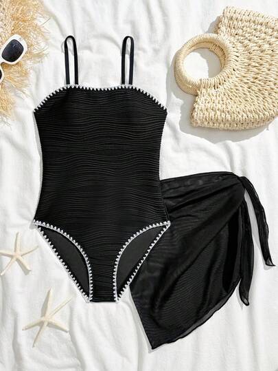 SHEIN Tween Girls One-Piece Swimsuit With Textured Fabric And Mesh Skirt, Suitable For Beach, Pool, Leisure And Holiday, Spring/Summer Three-Piece Swimsuit Set Black Bathing Suit Teens Black One Piece Swimsuit Black Swimwear With Cover Up Bathing Suit Set Swimsuits For Teen Girls One Piece Black Girls Bathing Suit Tween Skirt Swimsuit Black Tween Beach Dress Black Swimsuit Kids One Piece Tween Bathing Suit Dress Girls Black Beach Dress Black Bathing Suit For Girls Kids Black Swimwear Tween Black Swimsuits For Teen Girls Black Black And White Bathing Suit Girls Black Bathing Suit With Cover Up Black One-Piece With Cover Up