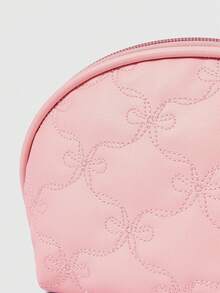 ROMWE Kawaii Cute Pink Embroidered Bow Compact Portable Cosmetic Bag, Travel Makeup Pouch - Pink - View 3