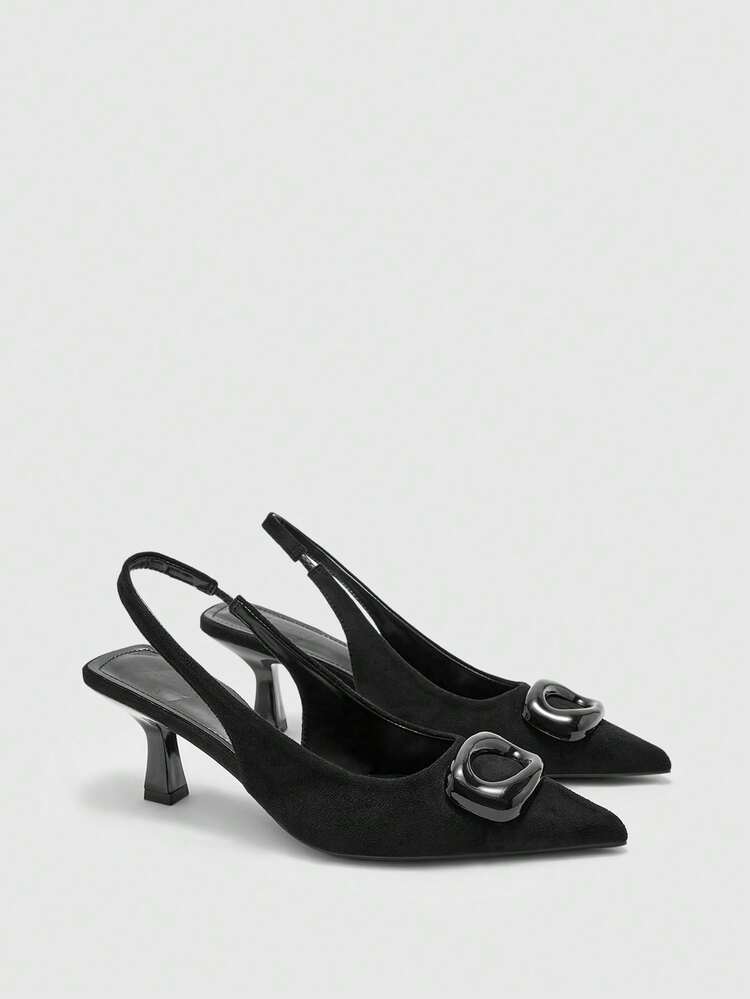 CUCCOO BIZCHIC Women's Pointed Toe High Heel Sandals With Rhinestone Buckle Design, Sexy Elegant Stilettos For Formal Occasions, Weddings, Parties, Dates