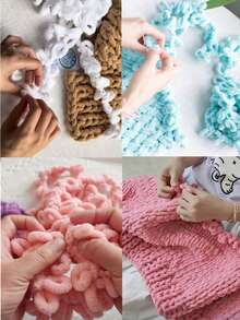 1 Roll Of Finger Loop Fluff Yarn 100g DIY Woven Blanket Cushion Scarf Donut Yarn - Star blue - View 7