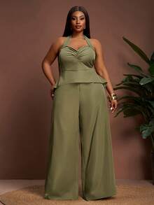 Slaydiva 2026 Spring/Summer New Music Festival, Easter, St. Patrick's Day, Western, Nomadic, Birthday Party, Graduation, College Style, Student, Daily Wear, Basic Versatile, Casual, Vacation, Cruise Travel, Beach, Sunbathing, Viral , Streetwear, Wedding Guest Boho, Commute, Brunch, Airport, Party & Holiday Women's Sleeveless Summer New Fashion Jumpsuit - Green - Green - View 4