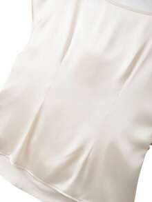 GlowEve CURVE 大码优雅纯色褶皱腰身衬衫 - 杏色 - 查看 6