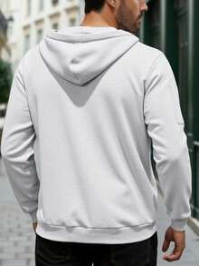 EGENSIO Áo khoác có mũ kéo khóa, dáng rộng, lót giữ nhiệt, dành cho nam, thích hợp mặc đi làm và đi làm hàng ngày, mẫu mới mùa đông. - Màu Xám nhạt - Xem 2