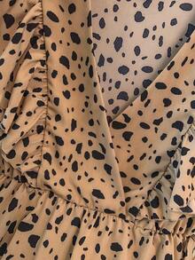 Franclia Women's Irregular Polka Dot Print Cap Sleeve V-Neck Short Peplum Sleeveless Tie Front Blouse, Spring/Summer