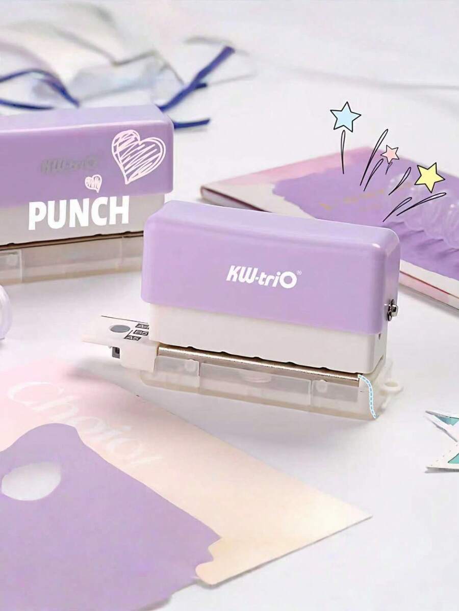 1pc Portable Multi-Hole Punch With 6 Holes, Designed With Waste Container And Ruler, Paper Punching Machine Back,Back To School,School Supplies