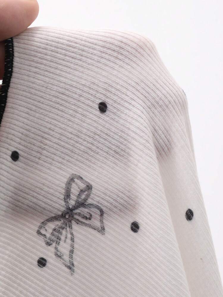 Polka Dot Bow Tie 2 In 1 Cinched Waist Women Nightgown