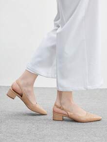 CUCCOO BIZCHIC Tacones altos de mujer con diseño de hebilla y punta afilada, versátiles para uso diario - Marrón Mocha - Ver 5