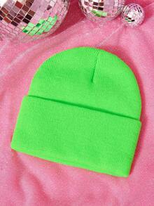 THE POWERPUFF GIRLS X SHEIN 1pc Knitted Beanie Hat With Cartoon Embroidery Pattern, Fashionable Street Riding Gift Choice - A - View 2