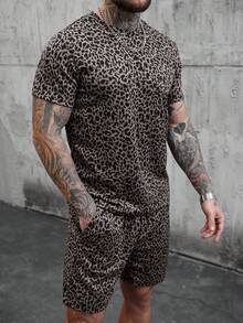 SLATEMANN Ensemble de t-shirts pour hommes, motif léopard, pour le port quotidien