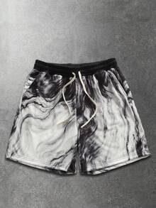 ROMWE MEN 男士时尚夏季百搭印花街头休闲短裤 - 黑色 - 查看 7