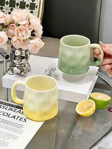 1个简约创意手工质感奶油色陶瓷马克杯，大容量家用杯，可用于饮水/办公/早餐，优雅奶油色咖啡杯，返校季必备