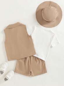 Young Boy Casual Buttoned Front Minimalist Everyday Jacket Set