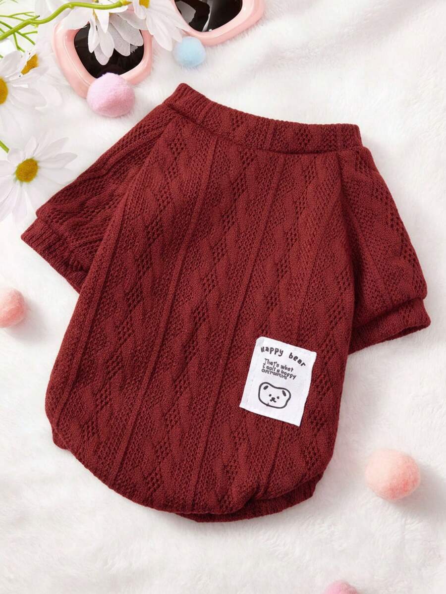 PETSIN 1 pieza Suéter de punto rojo para mascotas para otoño e invierno, ropa para mascotas seca y cálida - Rojo - Ver 1