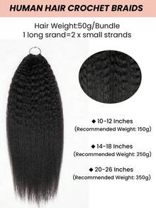 Boho Braids 女士羽毛钩编真人发 50克/150克/250克 蓬松直发 预分离无结蓬松直发钩编假发 预环钩编真人发接发 - Natural Black - 查看 4