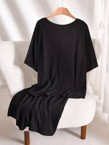 CosyJoli Bộ 2 món cỡ lớn: Áo phông và quần short đi nghỉ hè - màu đen - Xem 2