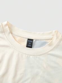 ROMWE MEN T-shirt décontracté à manches courtes col rond avec imprimé lettres d'ange pour hommes - Noir - Voir 7