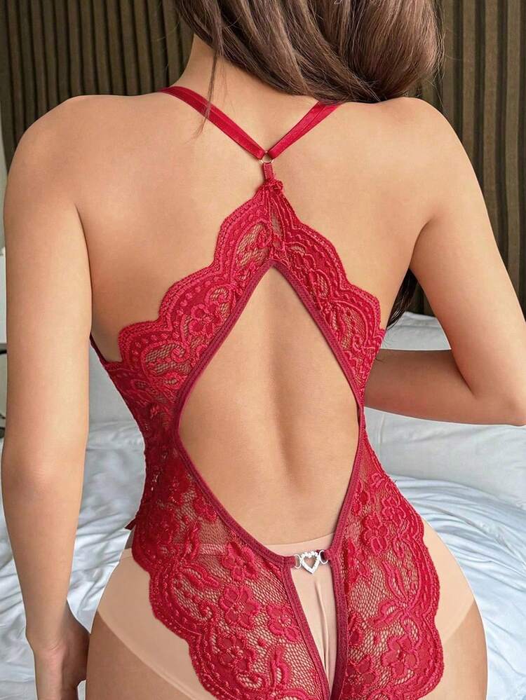 Lace Sheer Deep V Backless Sexy Bodysuit For Going Out Lingerie For Women