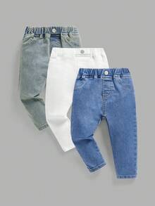 SHEIN Quần jean dáng ôm co giãn, đa năng, thoải mái cho bé trai, nhiều màu sắc, thích hợp mặc hàng ngày. - Nhiều màu - Xem 1