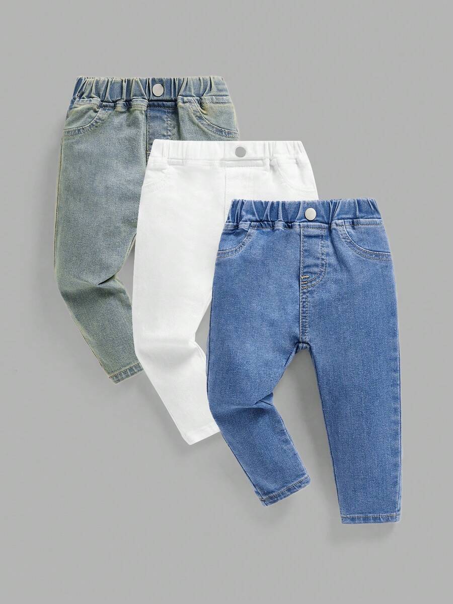 SHEIN Quần jean dáng ôm co giãn, đa năng, thoải mái cho bé trai, nhiều màu sắc, thích hợp mặc hàng ngày. - Nhiều màu - Xem 1