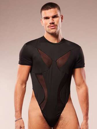 FeverCity 男士网眼拼接性感百搭短袖连体裤