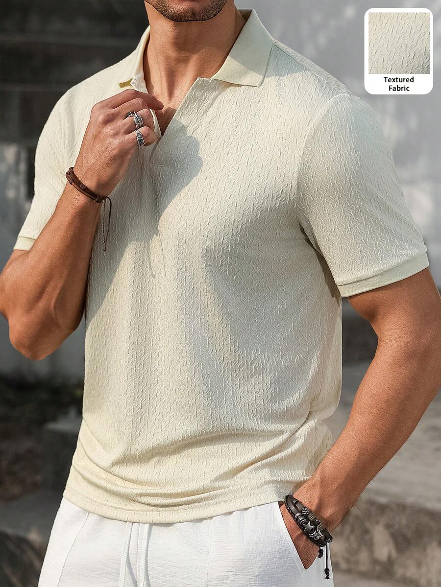 Manfinity Homme 男士短袖纹理面料 Polo 衫,适合休闲、居家和度假穿着。男士 Polo 衫,男士纹理衬衫,男士休闲上衣,男士针织 Polo 衫,夏季男士上衣,适合日常休闲、周末旅行、户外活动、探险旅行、轻松的工作环境或半正式场合,也是送给男友/丈夫、周年纪念日/生日礼物、派对、夏季假期、新年、婚礼、情人节的理想之选。男士休闲上衣,男士纽扣 Polo 衫,男士针织 Polo 衫。 - 鵝黃色 - 查看 1