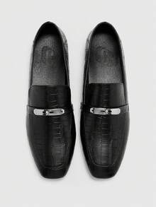 CUCCOO BIZCHIC Damen Quadratische Zehenkappe Flacher Absatz Neue Schwarz Geprägte Bequeme Vielseitige Slip-On Loafer, Schwarze Lässig Flache Schuhe, Leicht für den Arbeitsweg - Schwarz - Übersicht 5