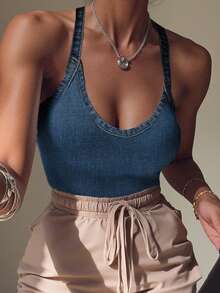 Rovax 女士牛仔印花性感连体衣 - 彩色 - 查看 3