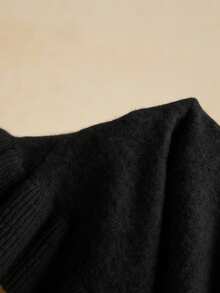 Poéselle Chaleco de punto con botones, volantes y estampado floral de unicolor para mujer - Negro - Ver 9