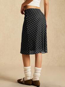 Easelle 撞色网纱波点女裙