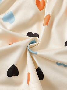 SHEIN Baby Girl Heart Print Round Neck Sleeveless Casual Cute Dress - Multicolor - View 6