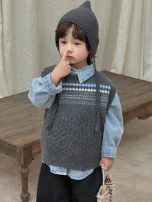 DAZY 男童（小号）休闲图案提花针织毛衣，日式秋季风格