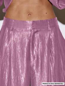 MUSERA Flowy Pleated Wide Leg Plisse Suit Trousers Bottoms Only Occasion Night Out Going Out Autumn  Fall Sexy Classy Cute  Party - Purple - View 1