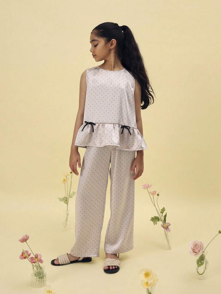 Polka Dot Tank And Wide Leg Pants Set