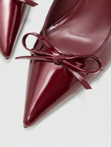 CUCCOO BIZCHIC 女士尖头搭扣设计时尚高跟鞋，适合日常穿着 - 酒紅色 - 查看 5